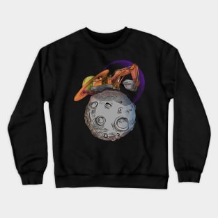 Excavator on the moon Crewneck Sweatshirt